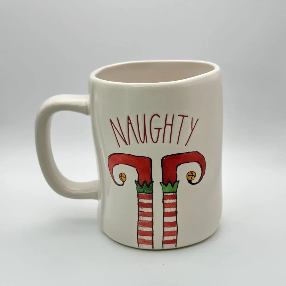 Naughty Nice Christmas mug by Rae Dunn | Santa's Elf legs coffee mug - Picture 4 of 4